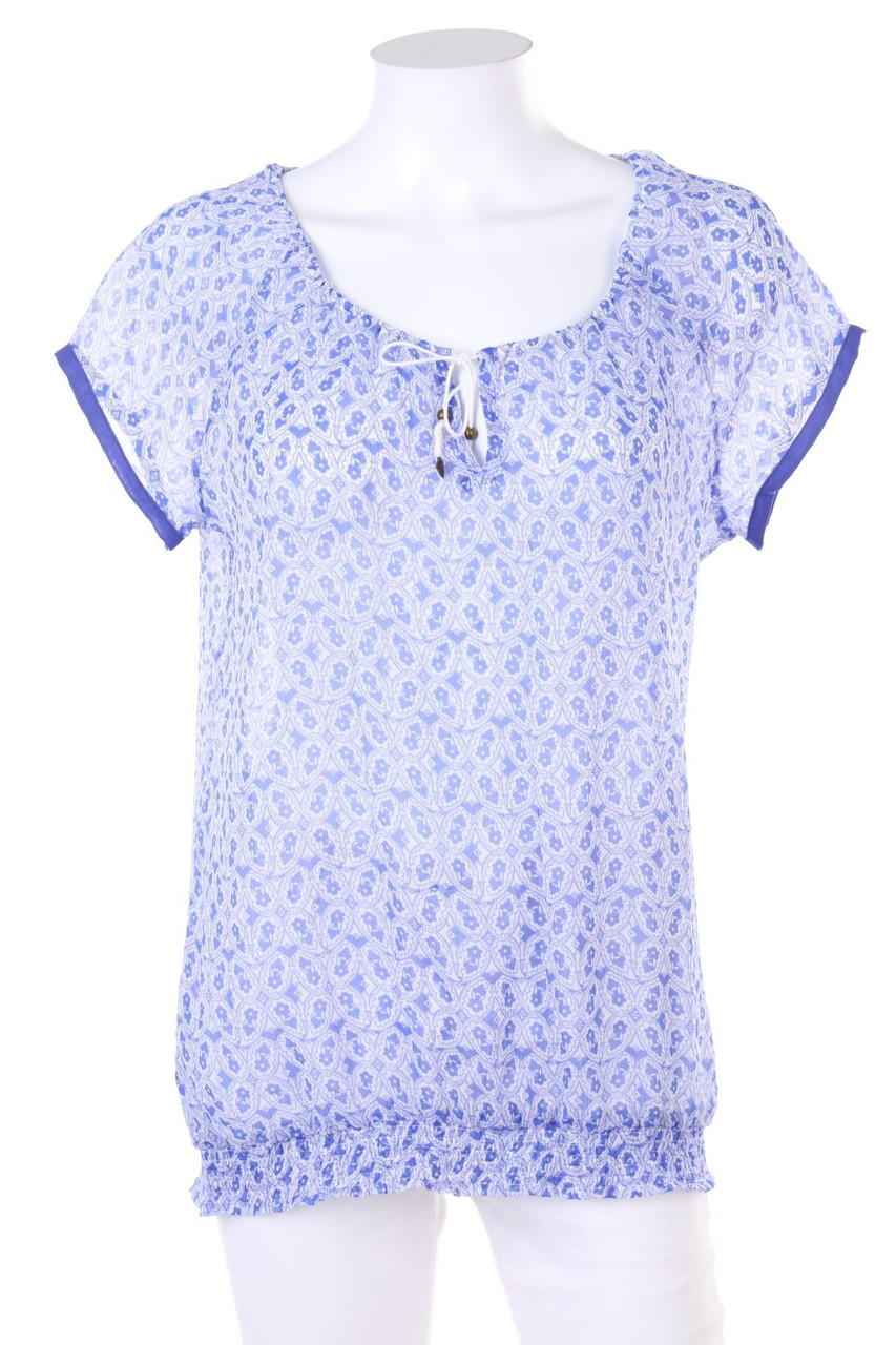 ESPRIT - Chiffon-Kurzarm-Bluse mit Blumen-Print - D 38