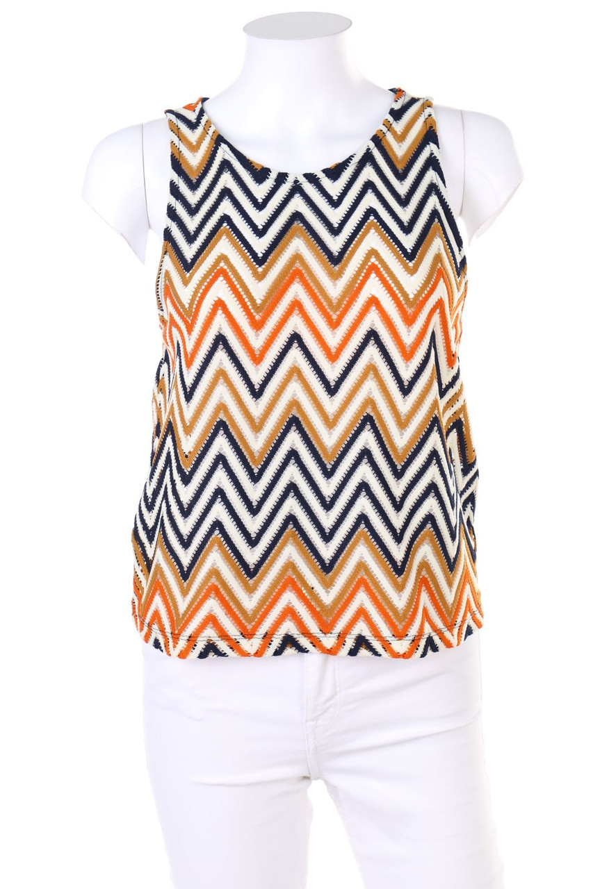 RESERVED - Crochet Knit-Tanktop with Zig Zag Pattern - M