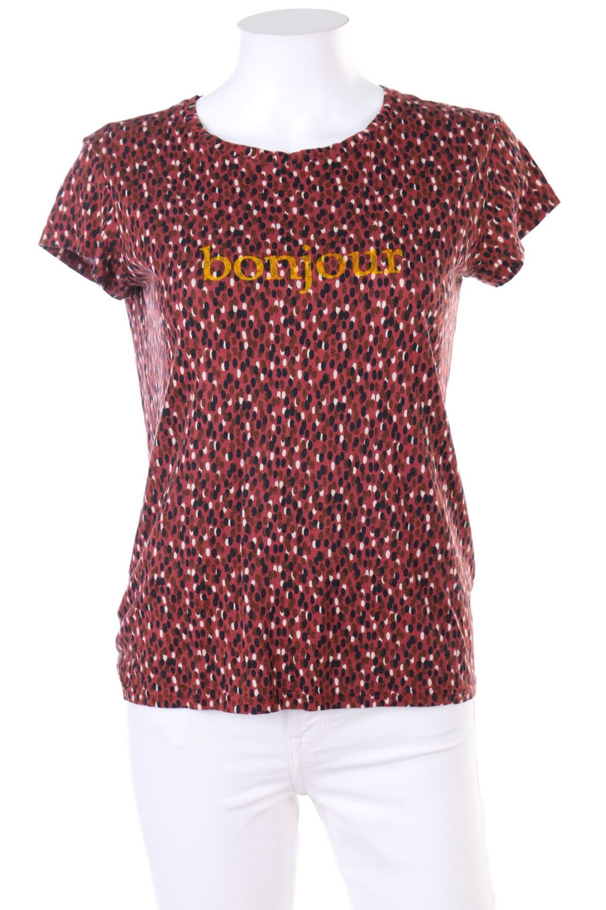promod - Kurzarm-Shirt mit Statement-Print - D 40