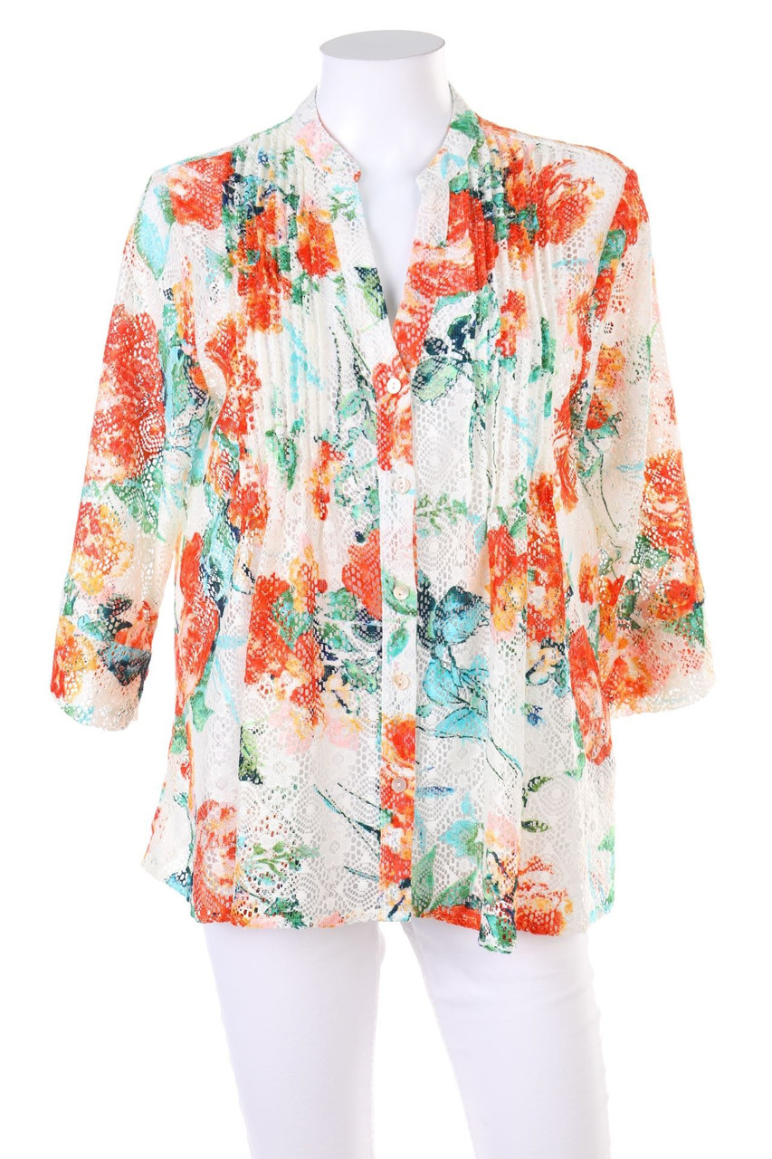 AMISU - Lace-Blouse with Flower Print - M