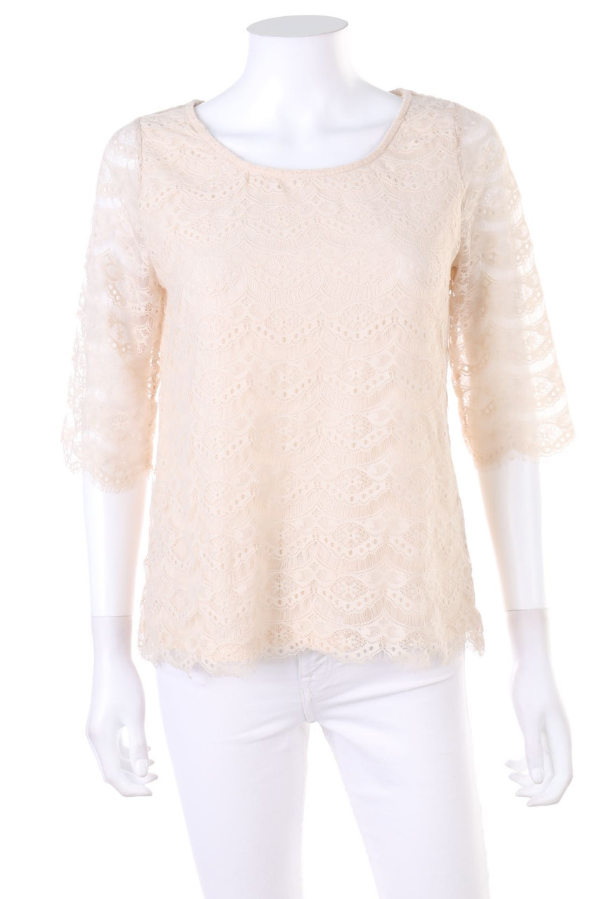 LINDEX - 3/4-Sleeve Shirt, Lace - M