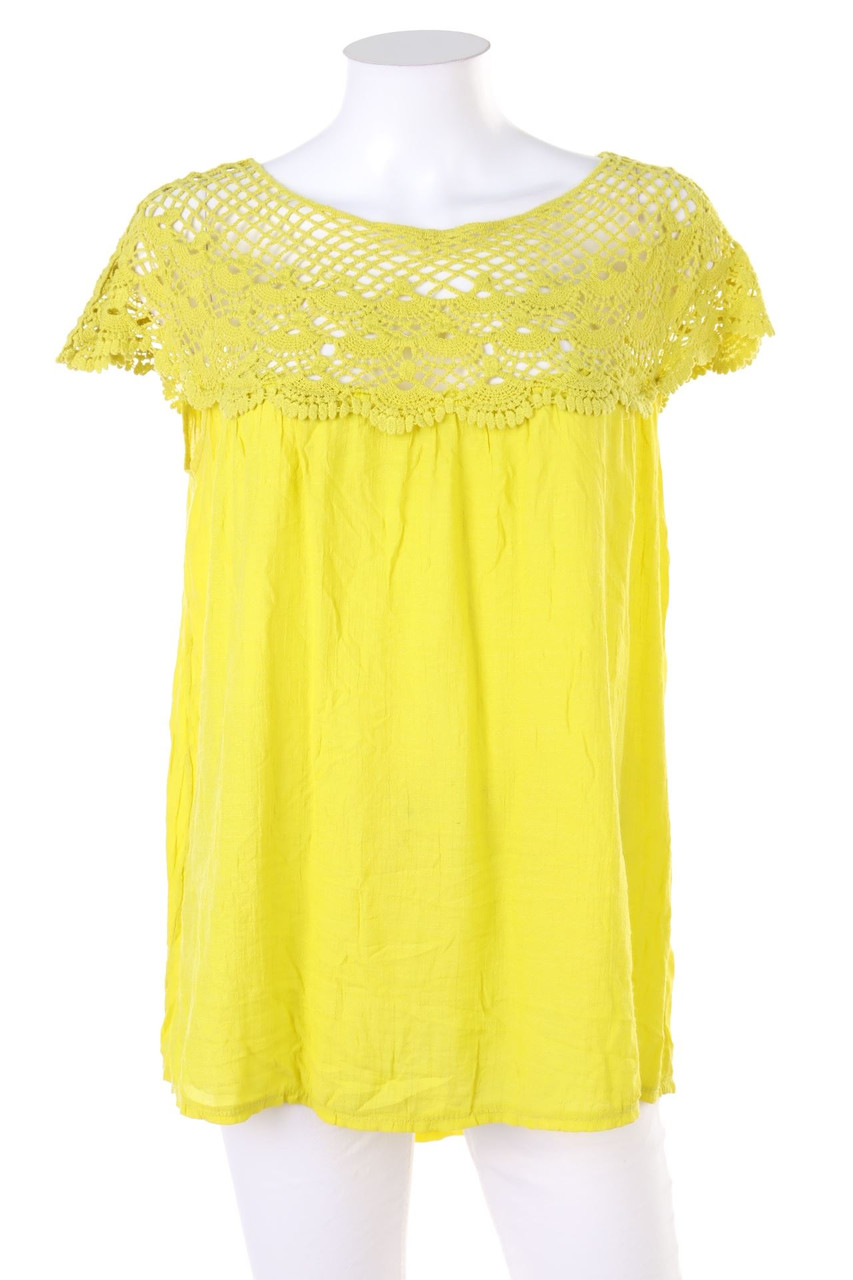 No Label - Cotton Blouse with Crochet Knit Details - D 44