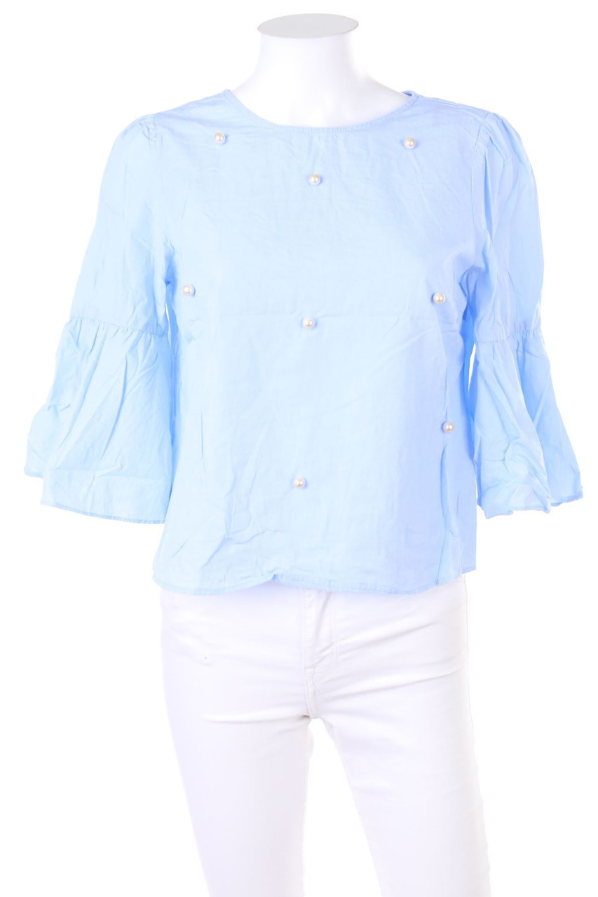 ZARA - Bluse mit Trompetenärmeln mit Perlen - M