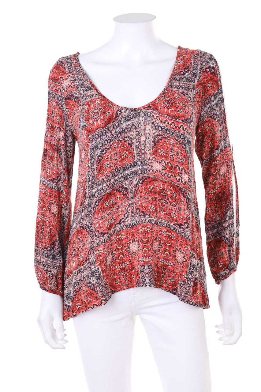 zebra - Cold-Shoulder-Hippie-Print-Blouse, Viscose with Deep Back Cutout - S