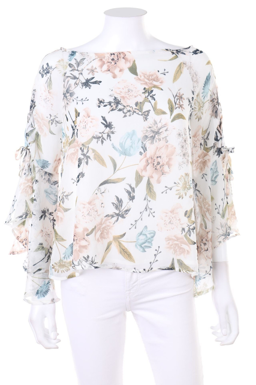 AMISU - Bluse mit floralem Muster mit Schnürung - S