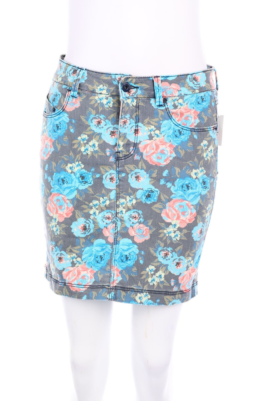 VERO MODA - Mini-Jeansrock mit Blumen-Print - D 36
