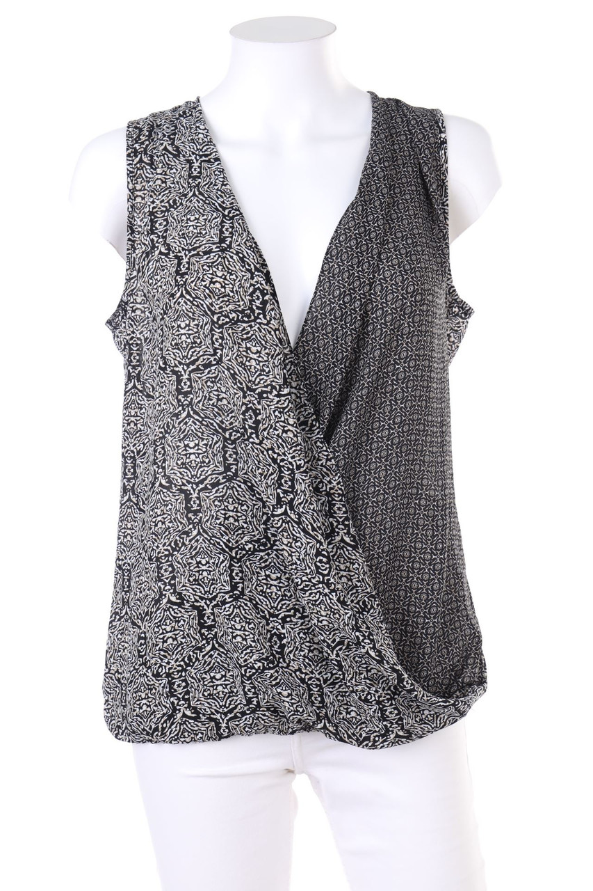 No Label - Chiffon-Blouse Top with Wrap-Effect - S