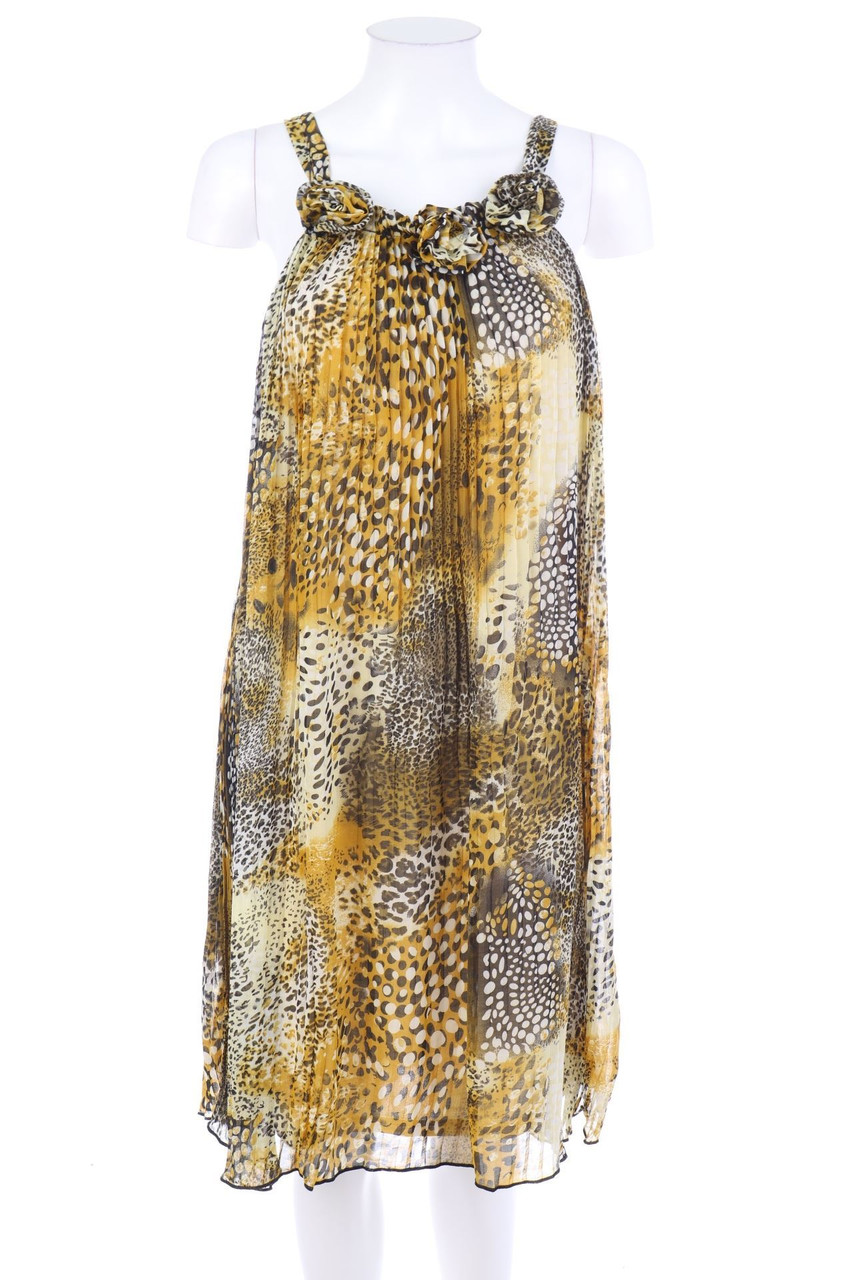 My Collection - Plissé-Mini Dress with Animal Print - M