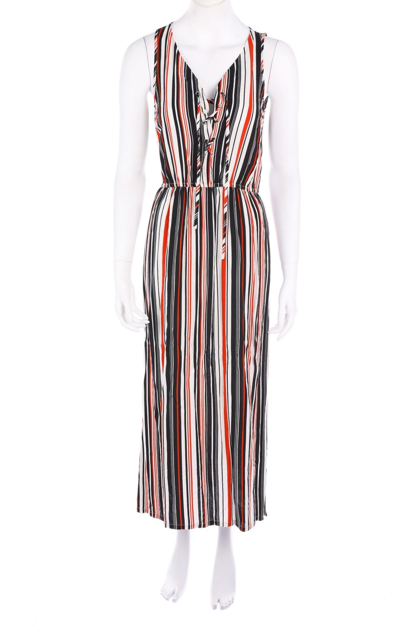 AMISU - Maxi-Kleid mit Streifen mit Schnürung - D 36