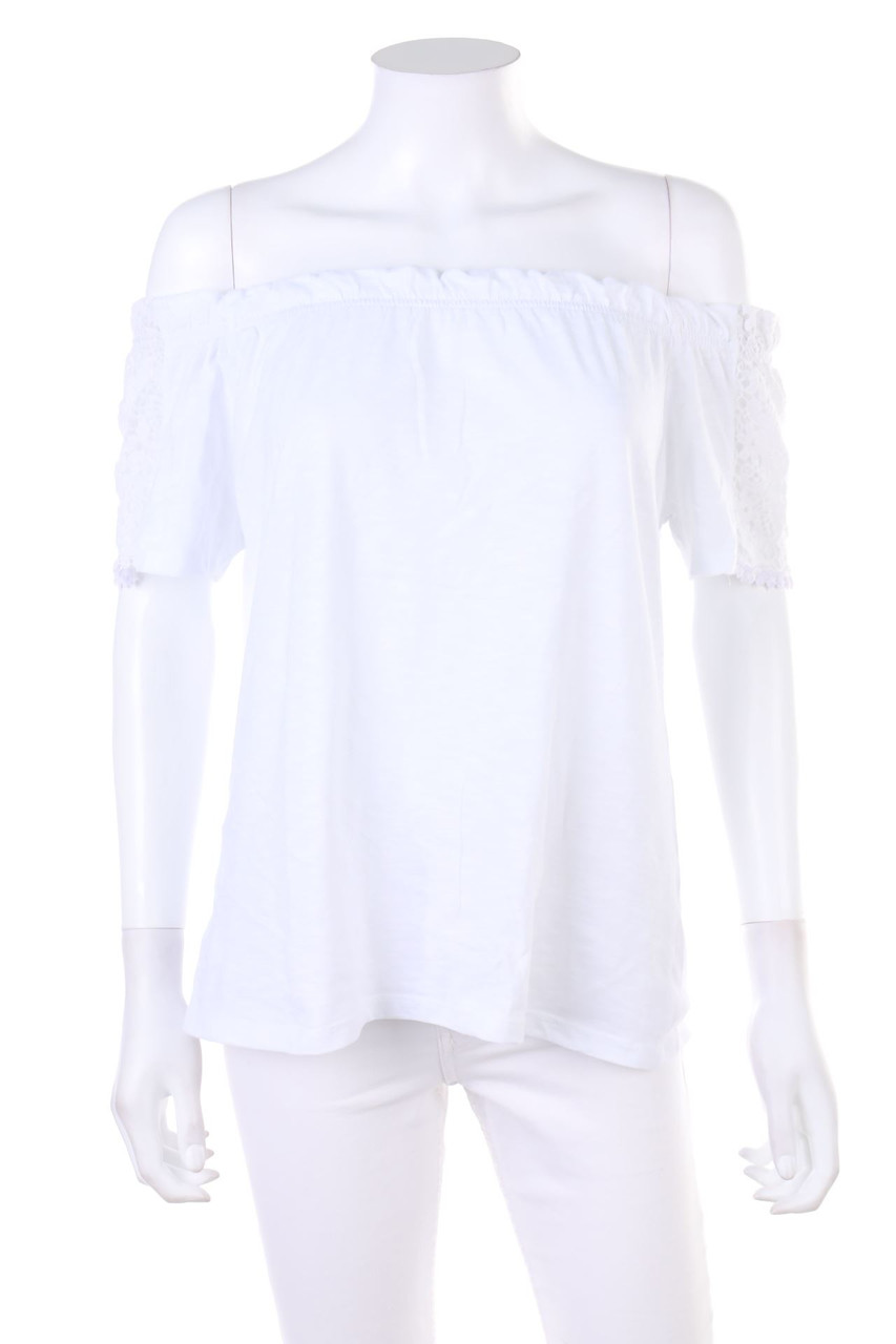 No Label - Carmen-Shortsleeve-Shirt with Lace - S