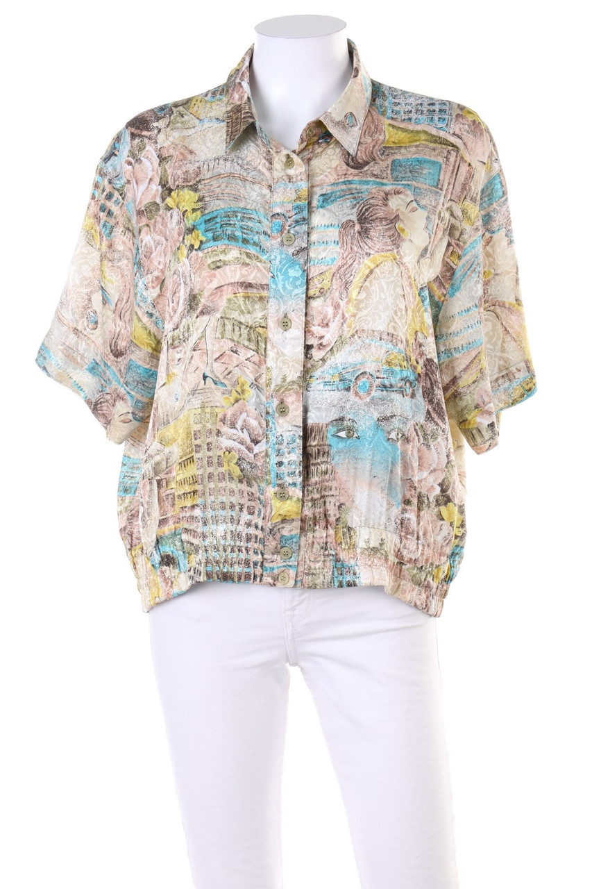 VINTAGE - Hemd-Bluse mit kurzem Ärmel - D 42