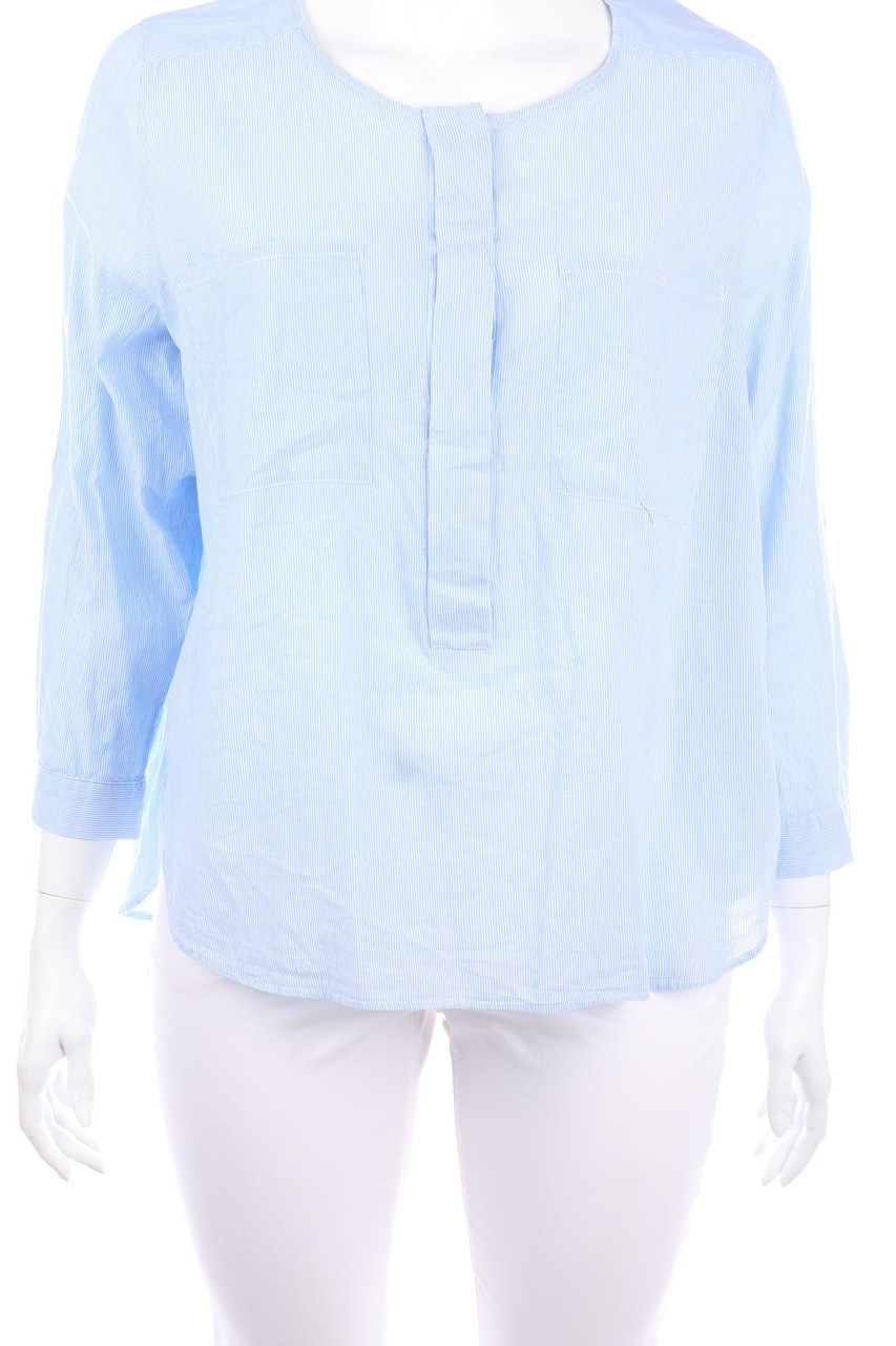 H&M + - Streifen-Bluse aus Baumwolle mit Krempel-Ärmeln - D 48