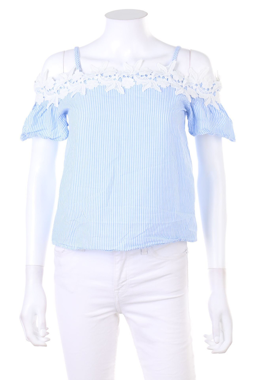 orsay - Cold-Shoulder-Stripe Blouse with Lace - D 34