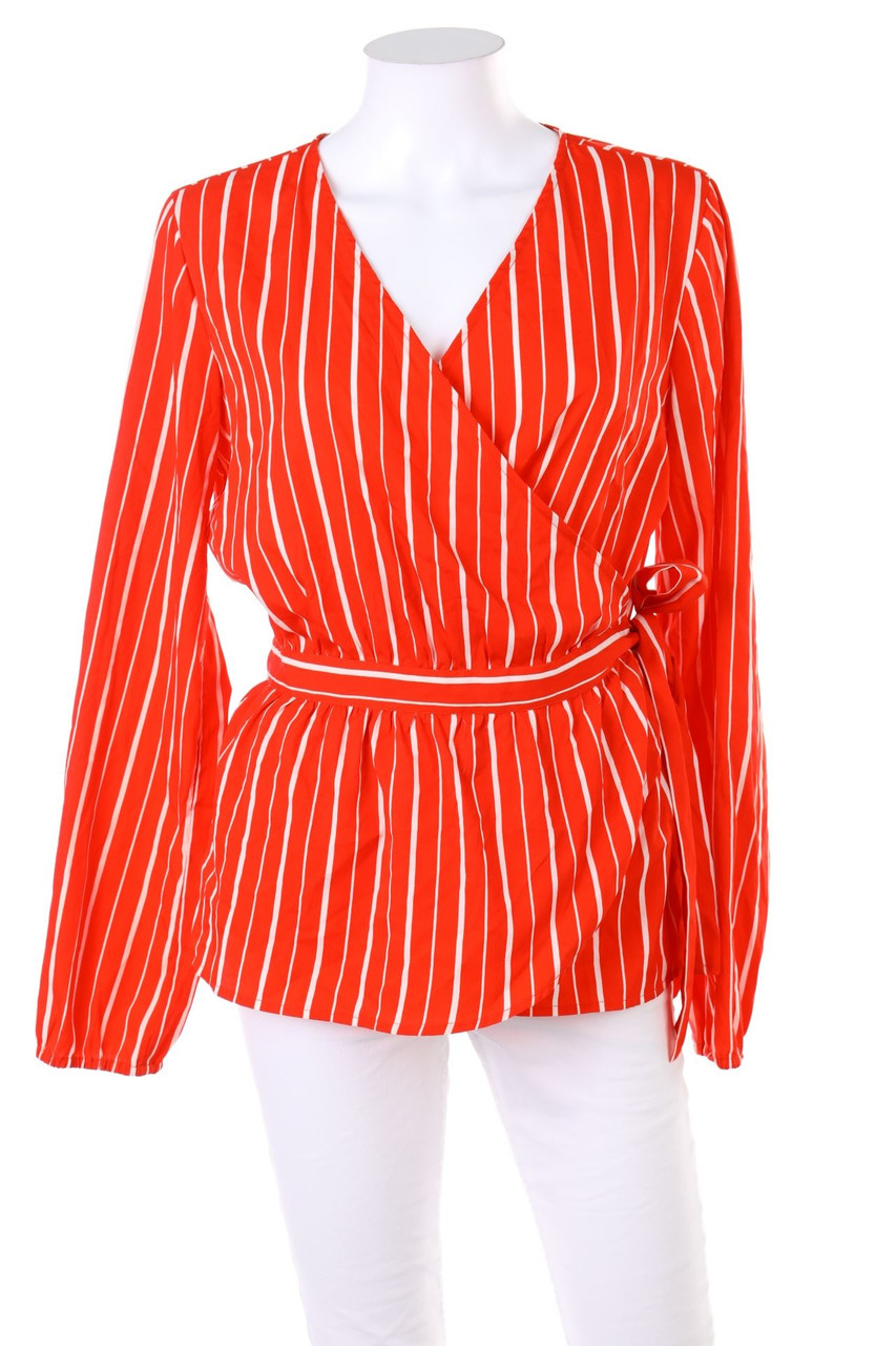 No Label - Wrap Blouse with Stripes - S