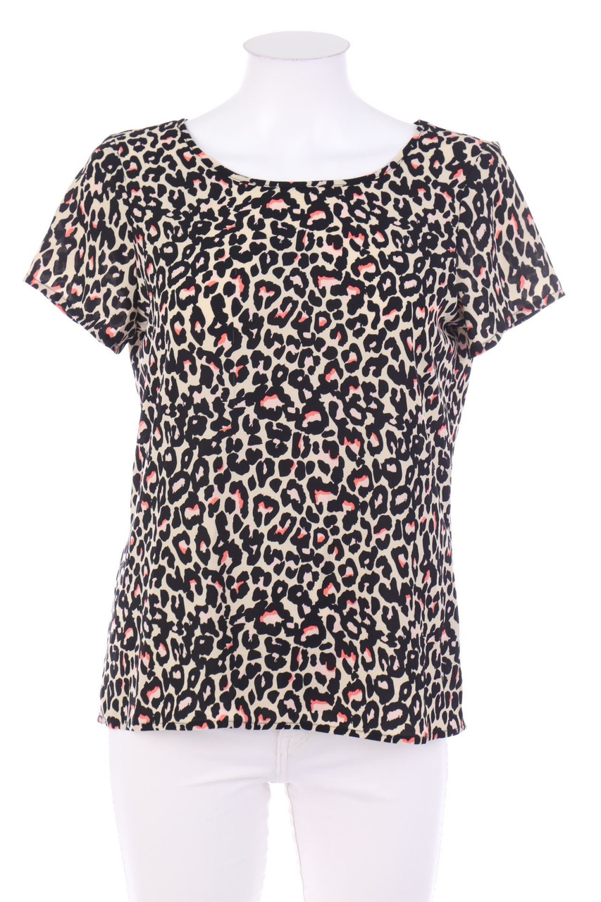 VERO MODA - Kurzarm-Bluse mit Leo-Print - M