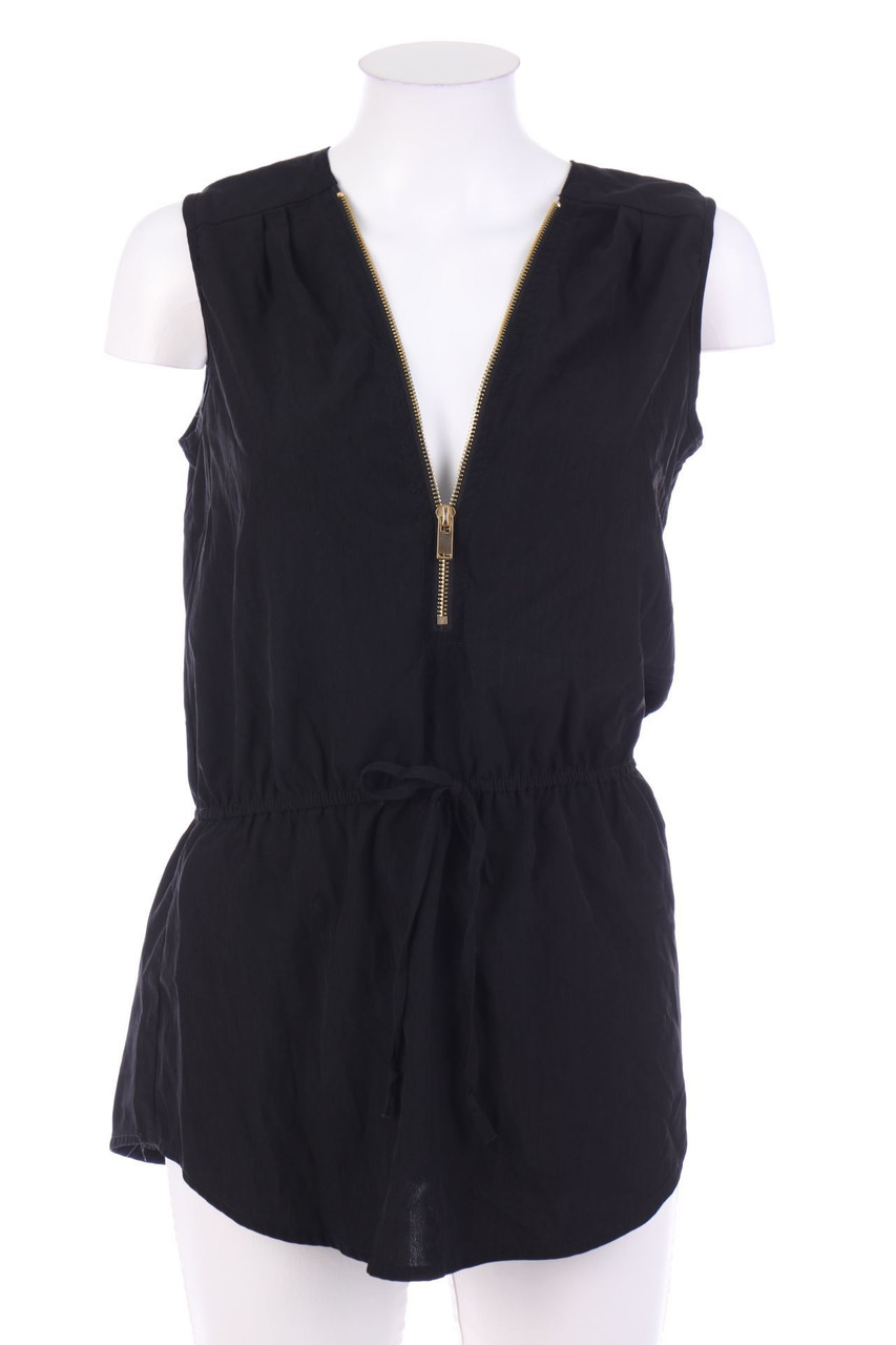 zebra - Blouse Top with Zipper Closure - S