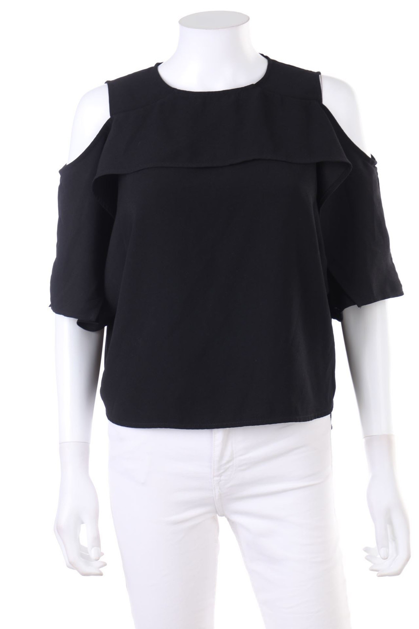 MANGO - Cold-Shoulder-Kurzarm-Bluse mit Volants - D 34