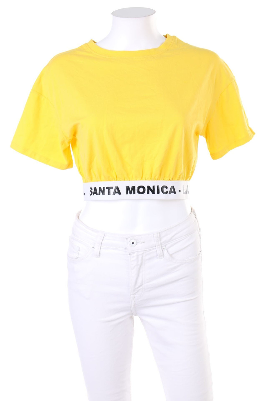 TALLY WEiJL - Shortsleeve-Cropped-Shirt with Statement Print - XS