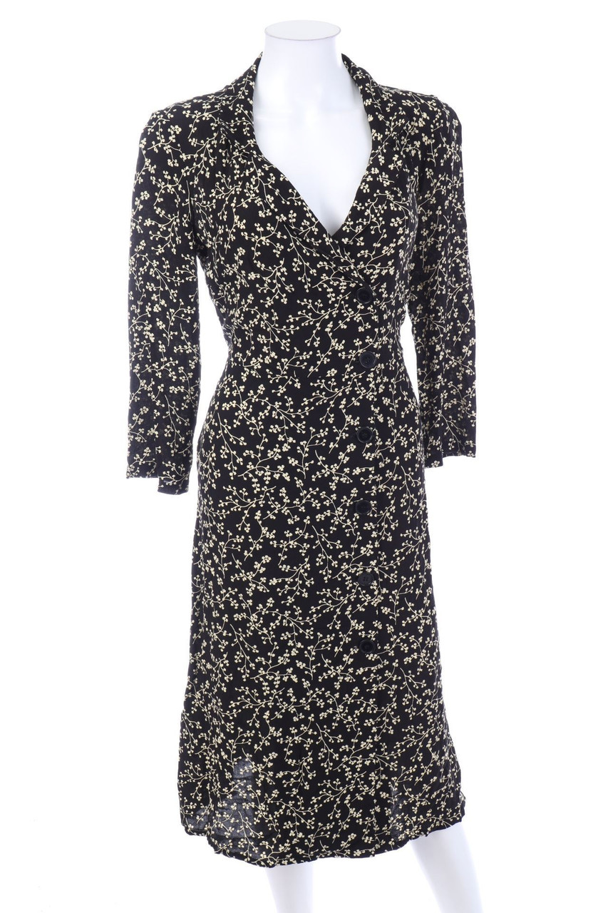 MANGO - Midi-Blusenkleid mit floralem Muster - S