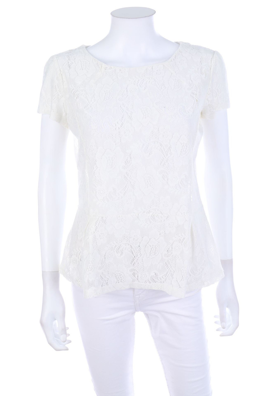 ZARA TRF - Kurzarm-Shirt aus Spitze - M