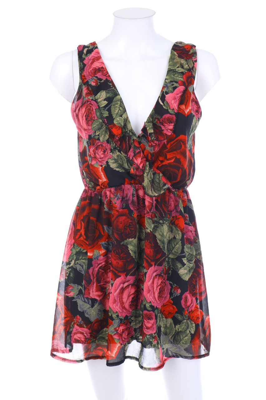 zebra - Mini Dress with floral print - S