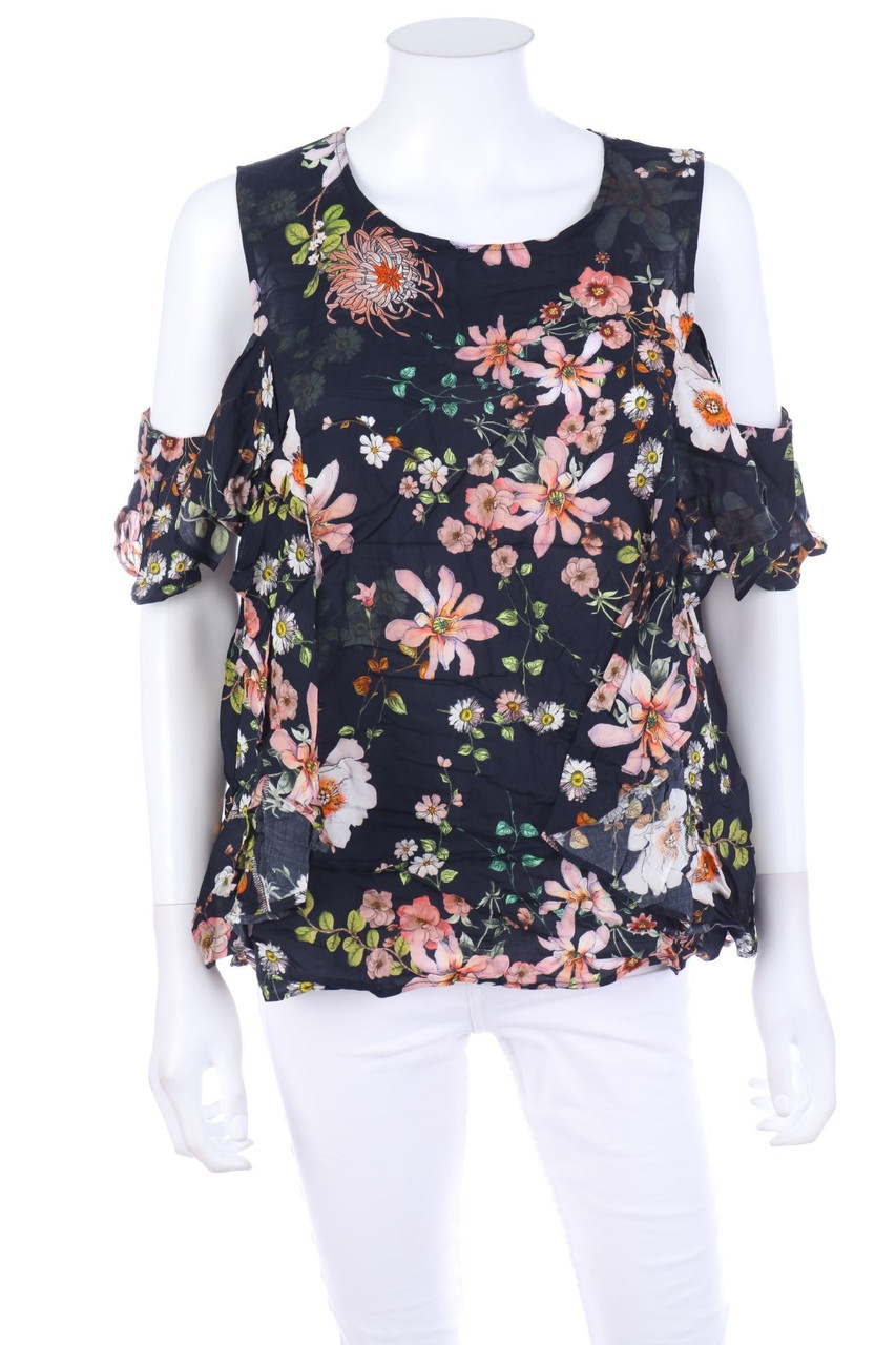 H&M - Kurzarm-Bluse mit floralem Muster - D 42