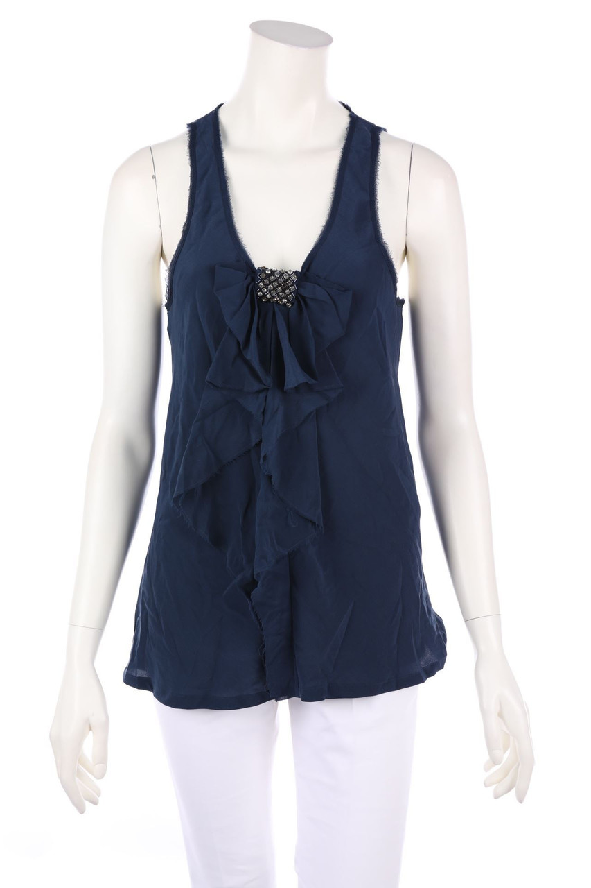 maje - Volants-Silk Blouse Top with Bow - D 38