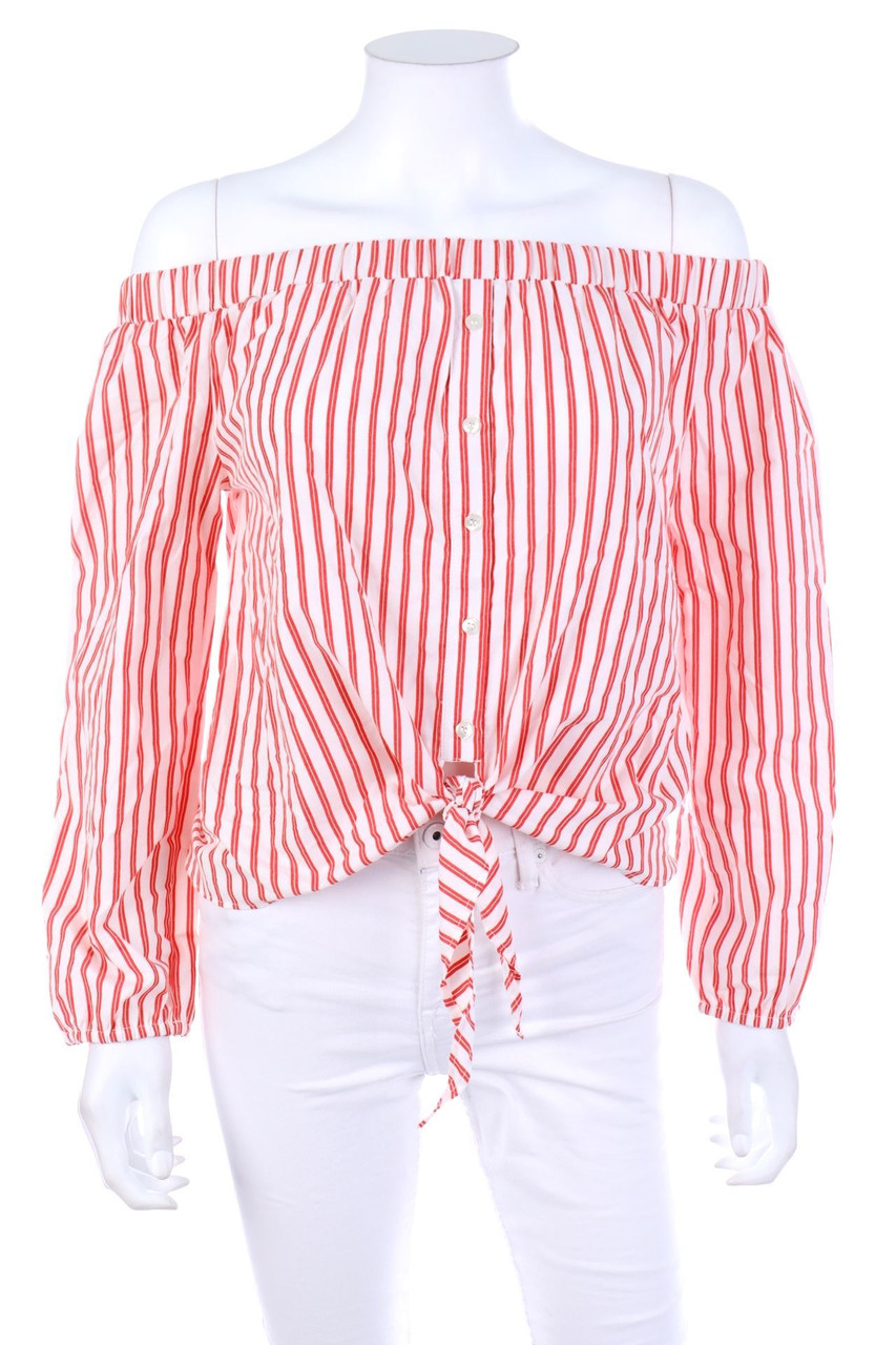 TALLY WEiJL - Stripe Off-the-shoulder blouse to tie - M
