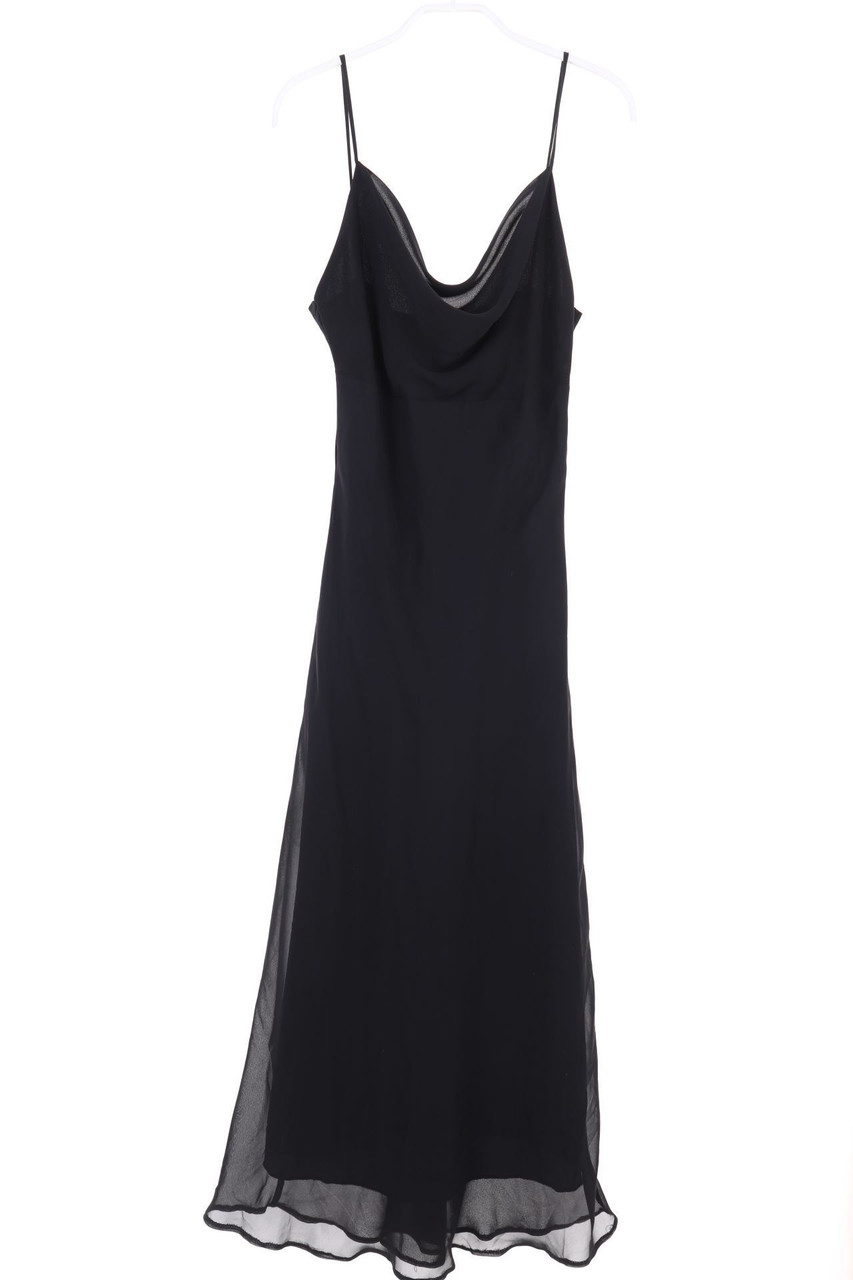 Ohne Label - Maxi-Abendkleid mit Wasserfall-Ausschnitt - D 34