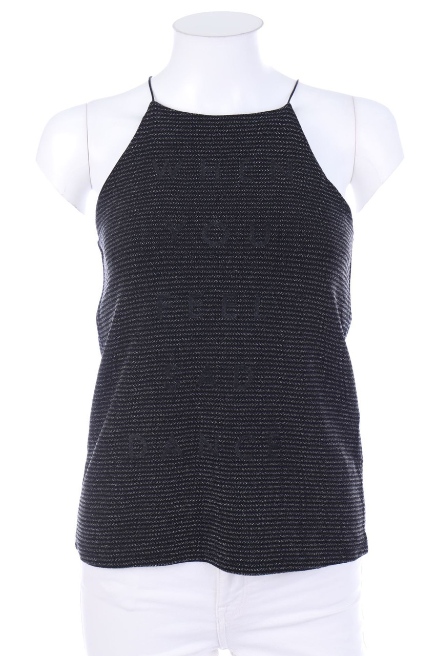 TALLY WEiJL - Glitter-A-line Top with Statement Print - XS