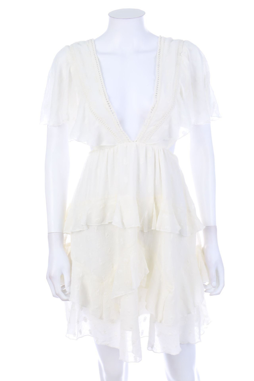 asos DESIGN - Volants-Kleid mit tiefem Ausschnitt zum Knoten - D 32