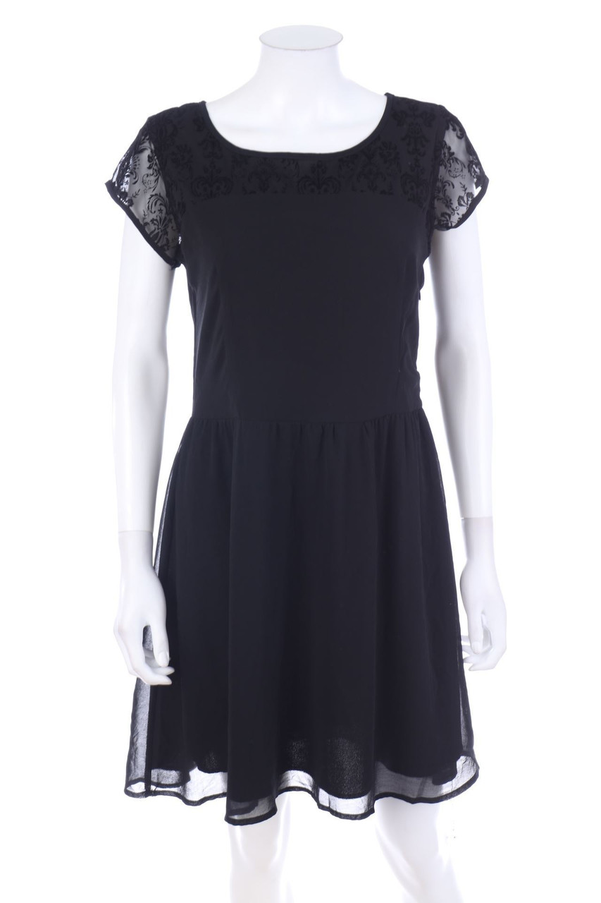 House - Mini-Cocktail Dress with Flock Print - L