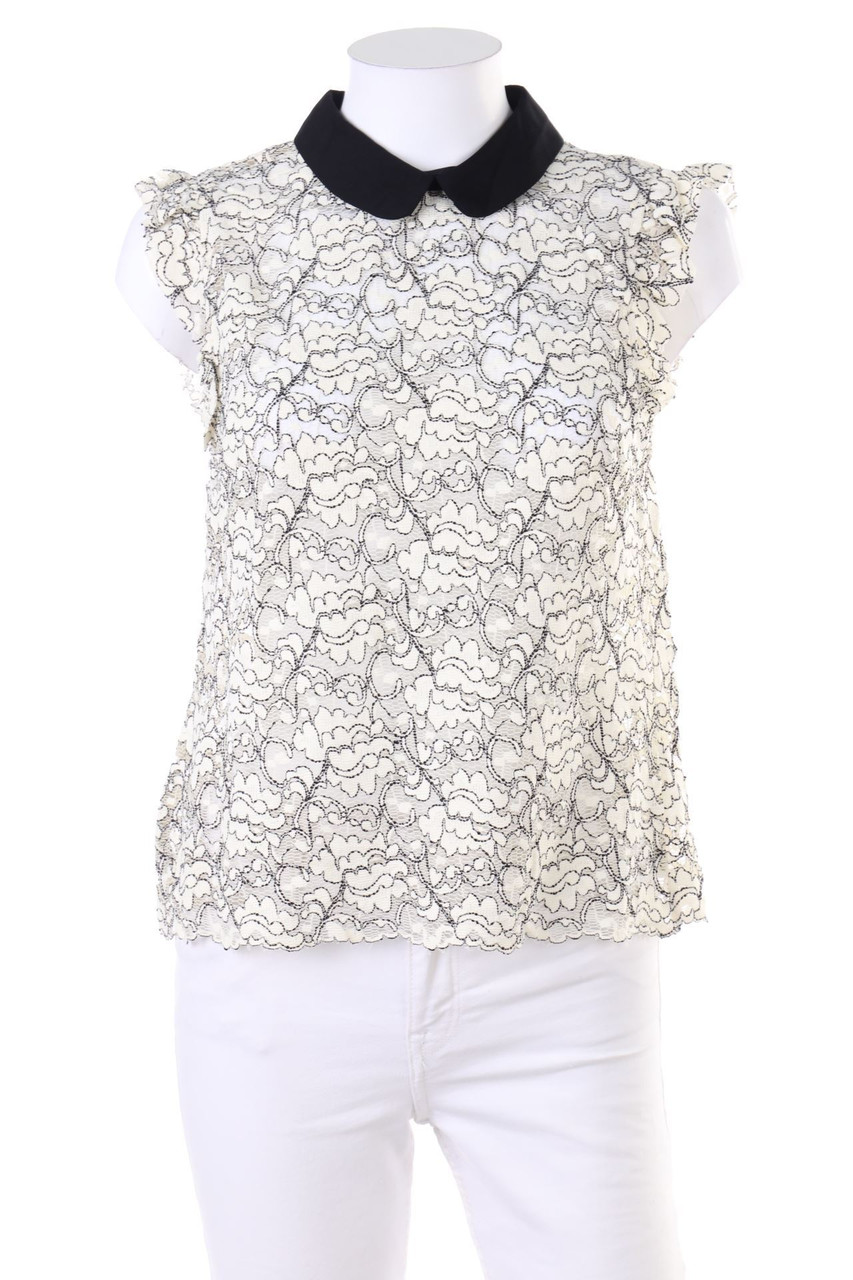 ZARA WOMAN - Blusentop aus Spitze mit Bubi-Kragen - M