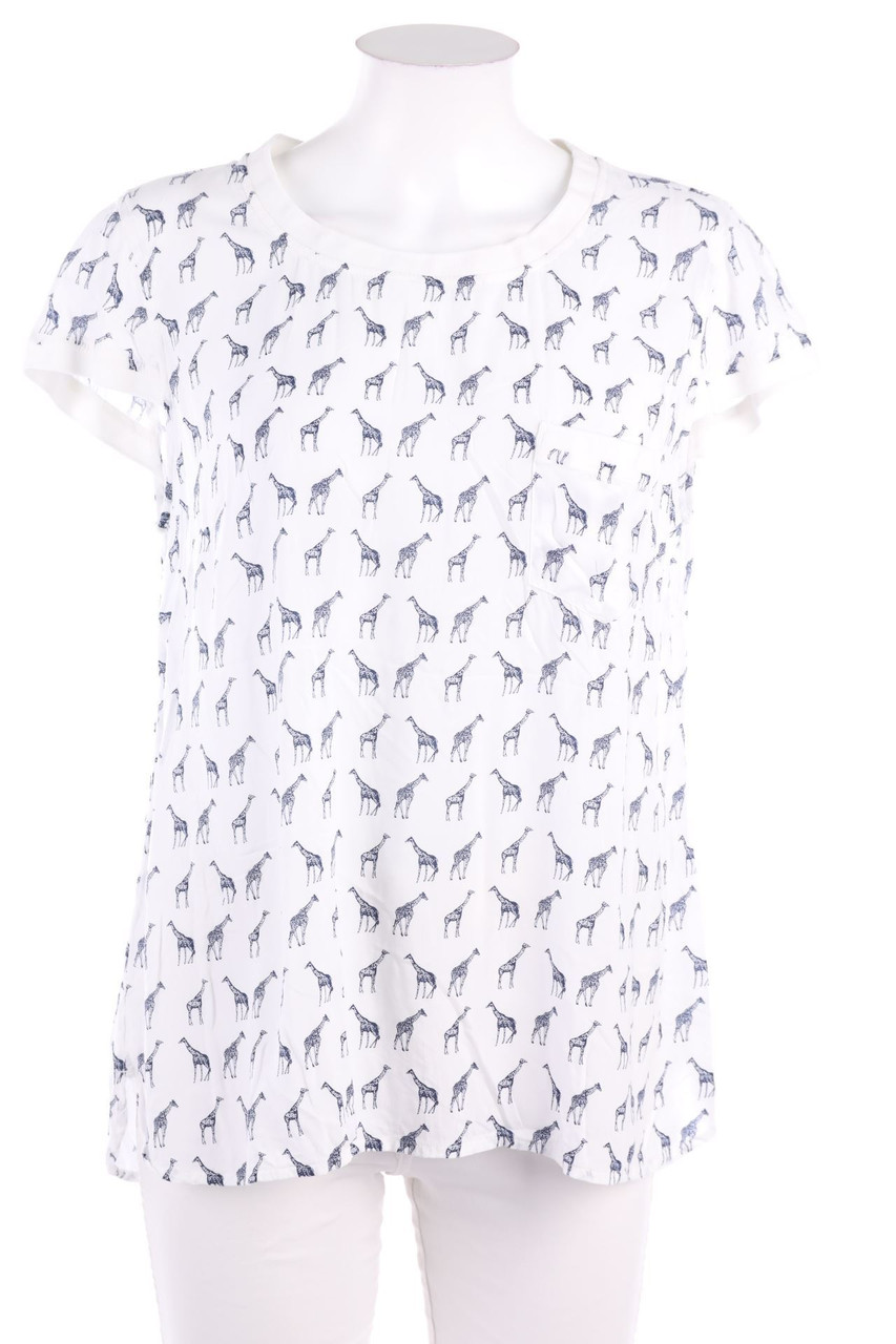 comma - Kurzarm-Bluse mit Print - D 42