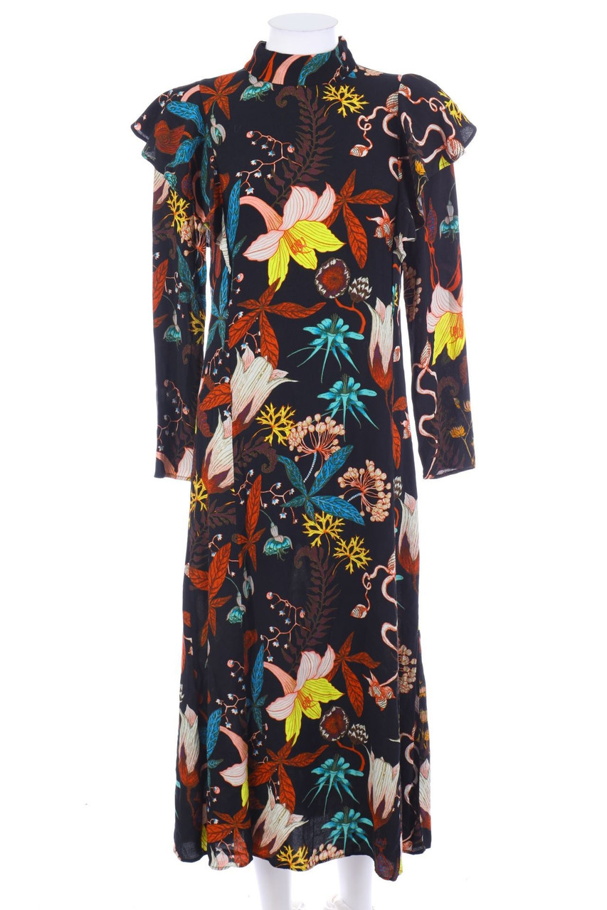 H&M - Volants-Midikleid aus Viskose mit floralem Muster - D 36