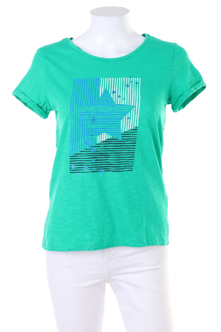 ESPRIT de corp - Baumwoll-Kurzarm-Shirt mit Print - XS