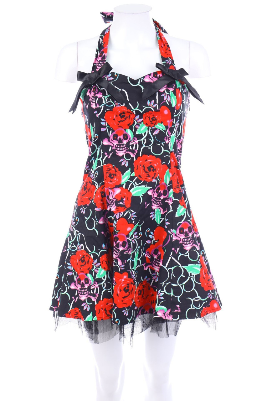 H&R - Neckholder Patterned Mini Dress, 60s-style - D 38