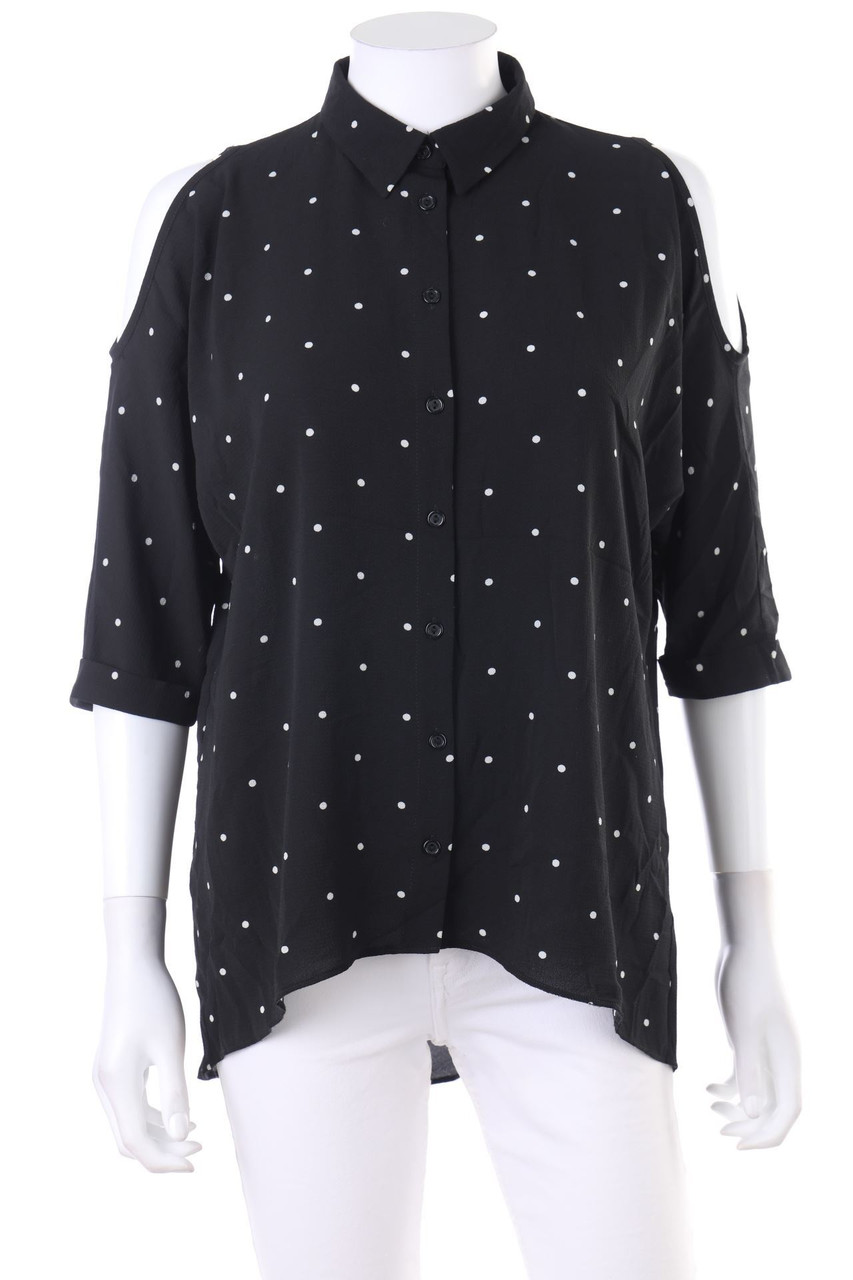 CLOCKHOUSE by C&A - Polka Dot-Cold-Shoulder-Bluse mit Knöpfen - D 34