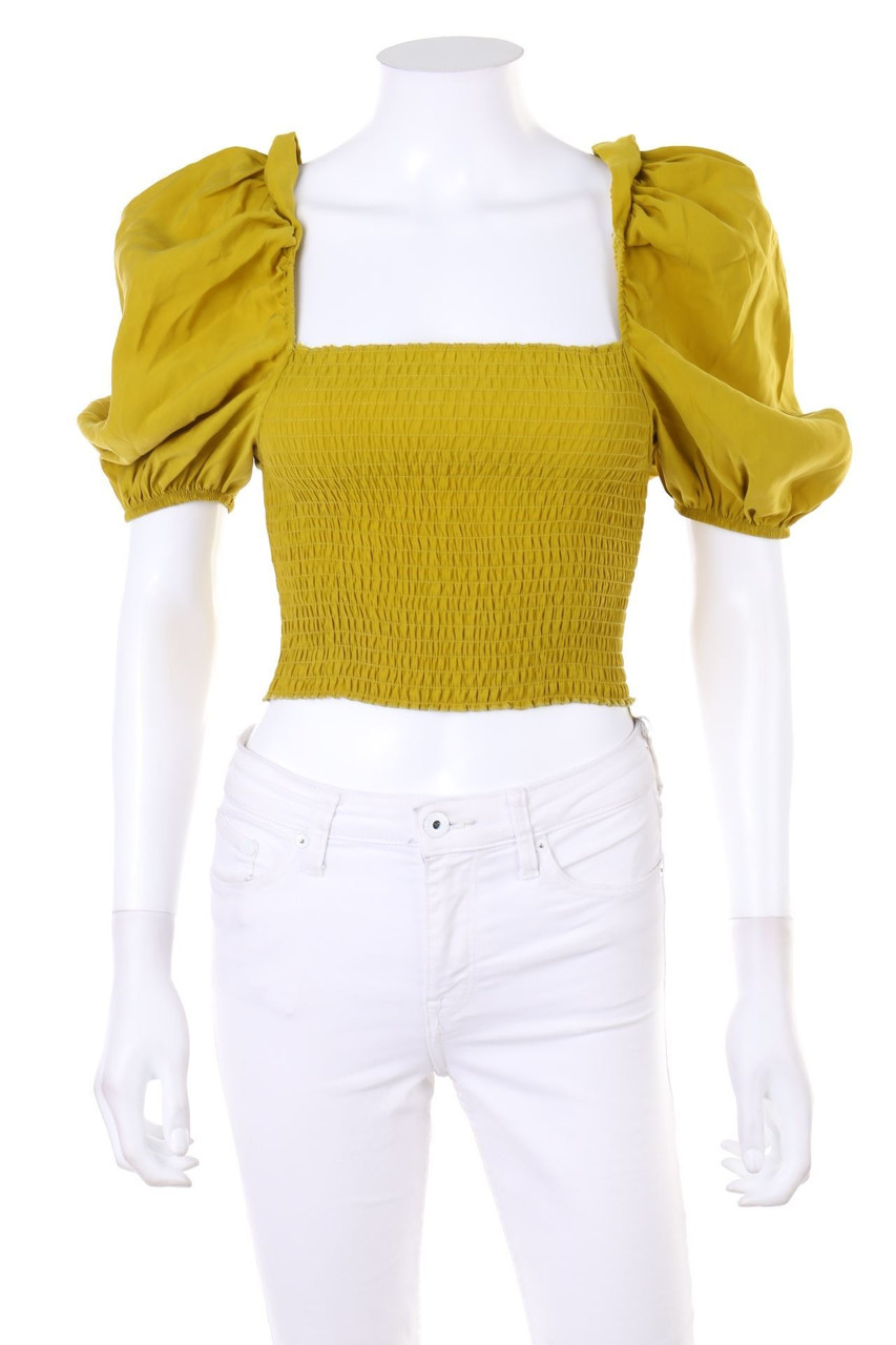 ZARA - Cropped-Bluse mit Puffärmeln - XS