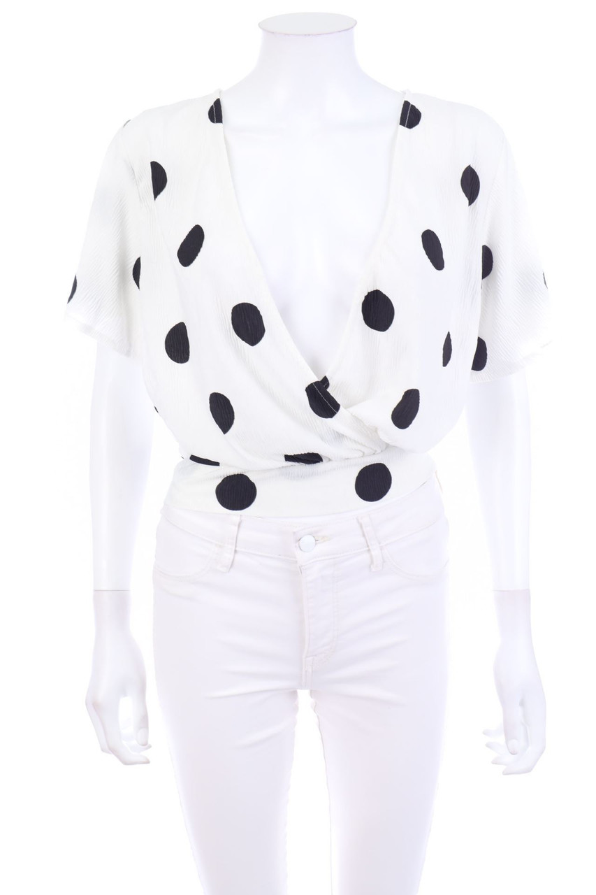 Bershka - Shortsleeve Blouse with Dots, Layer Look - M