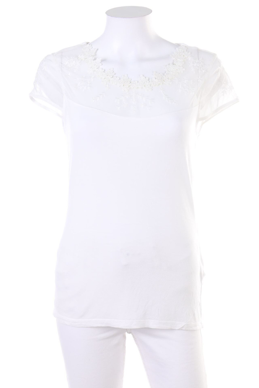 H&M - Kurzarm-Shirt mit Spitze - M
