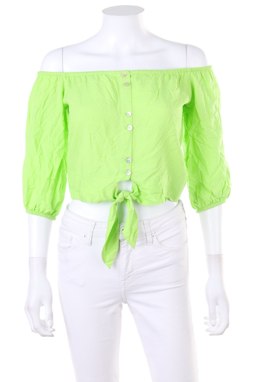 Bershka - Cropped-Blouse with 3/4 Sleeve to tie - XS
