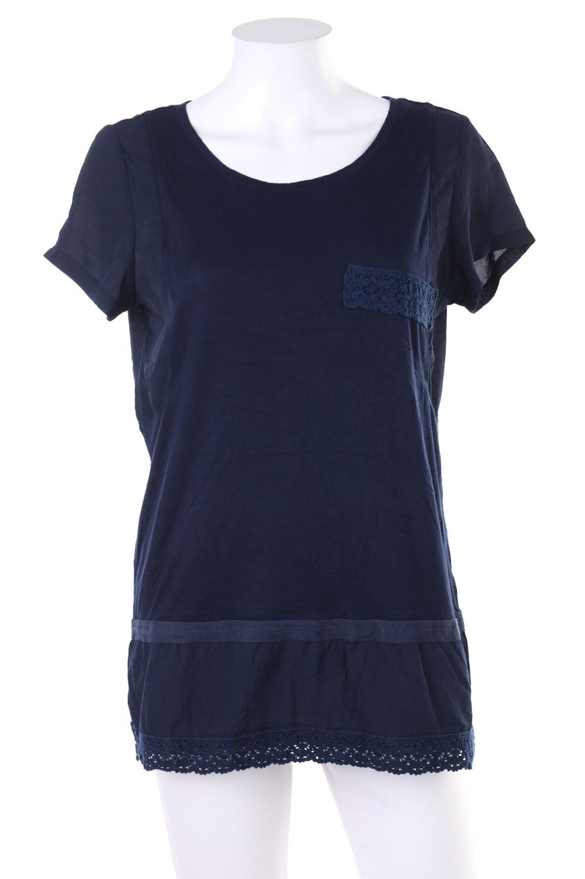 RESERVED - Shortsleeve-Shirt with Crochet Knit Details - S