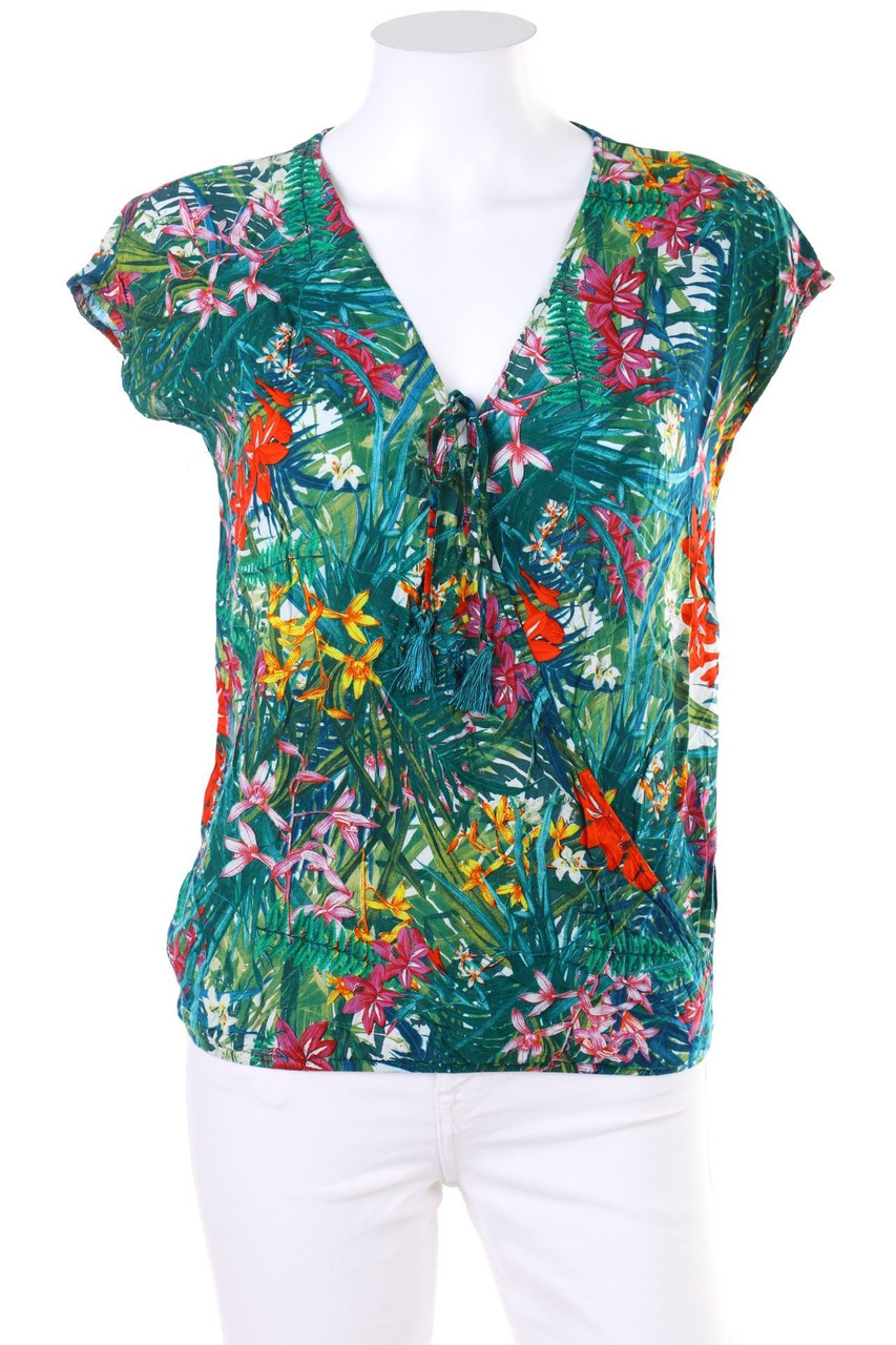 orsay - Wrap Blouse with Tropical Print - D 40