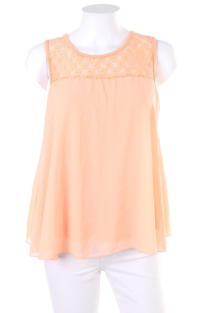 zebra - Blouse Top with Lace Insert - L