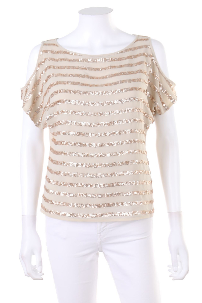 orsay - Cold-Shoulder-Kurzarm-Shirt mit Pailletten - D 34