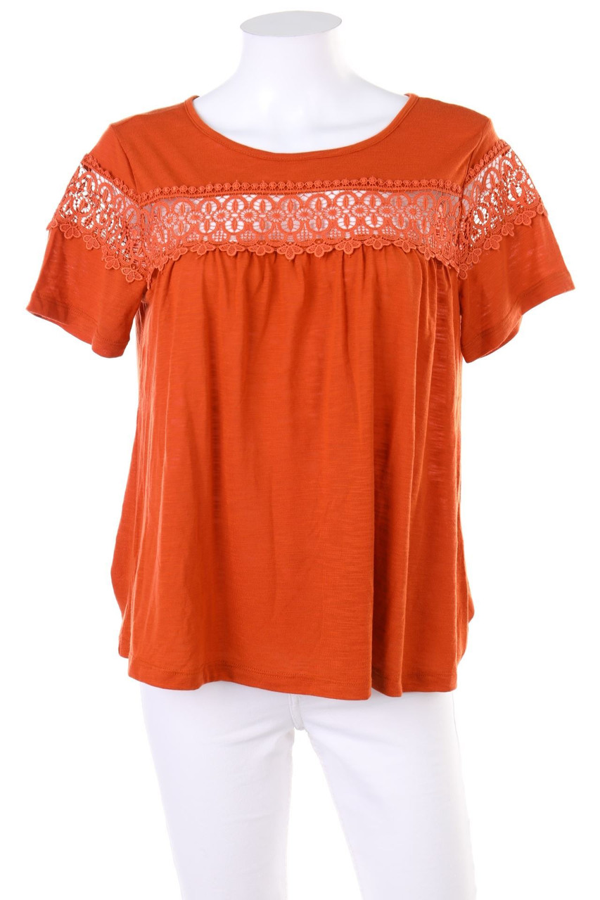 MISS BLUEBELLE - Shortsleeve-Shirt with Lace Insert - S