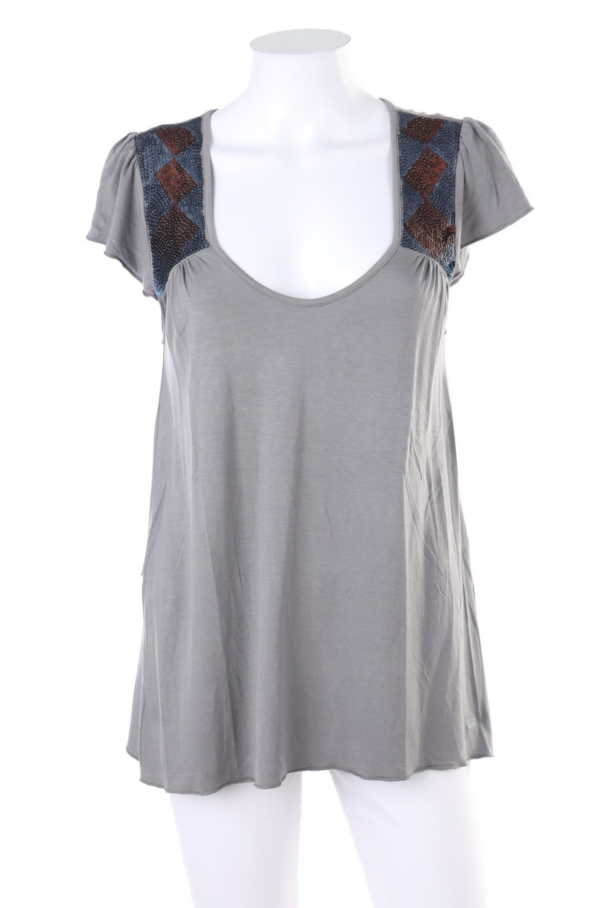 SPRINGFIELD - Kurzarm-Bluse mit Pailletten - L