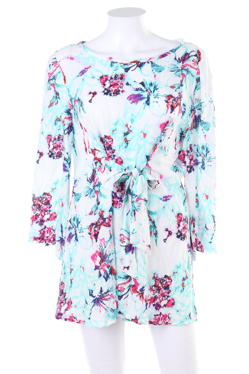 No Label - Blouse with Flower Print to tie - L