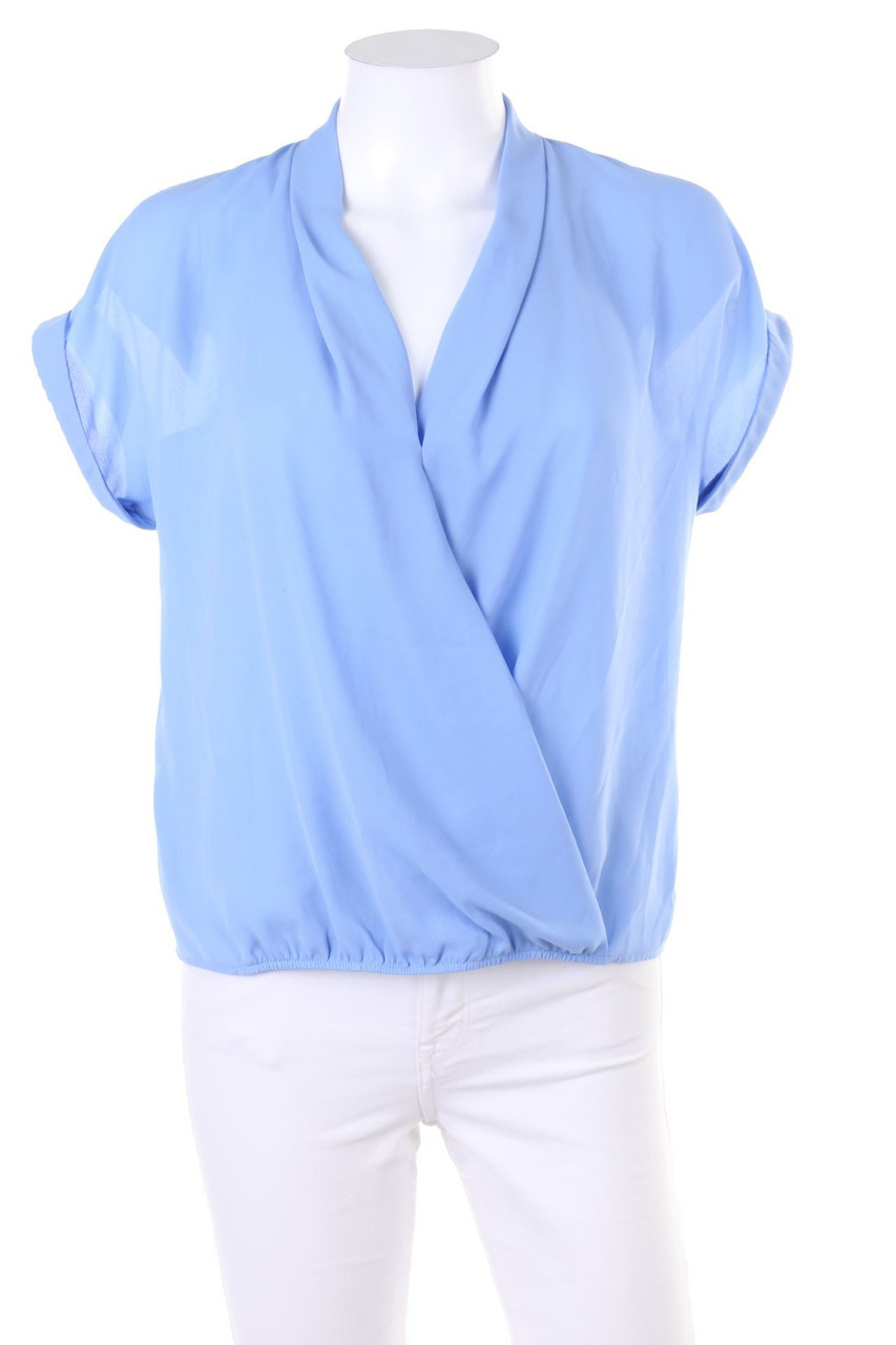 zebra - Shortsleeve Blouse with Wrap-Effect with Lace - XS